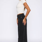 Elena Low Rise Wide Leg Jeans Black Acid