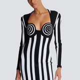 Allison Long Sleeve Striped Knit Mini Dress