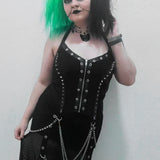 Dark Emo Alt Grunge Rivet Zipper Cyber Punk Crop Top