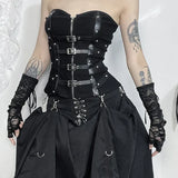 Alt Goth Gothic PU Patchwork Zipper Harajuku Crop Top