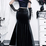 Vintage Elegant Trumpet Women Mall Goth Florals Patchwork High Waist Aesthetic Fairycore Skirt