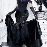 Vintage Elegant Trumpet Women Mall Goth Florals Patchwork High Waist Aesthetic Fairycore Skirt