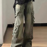 American Retro Cargo Wide Leg Fashion Street Denim Jeans