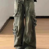 American Retro Cargo Wide Leg Fashion Street Denim Jeans