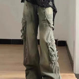 American Retro Cargo Wide Leg Fashion Street Denim Jeans
