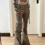 American Washed Brown Bootcut Wide Leg Bottom
