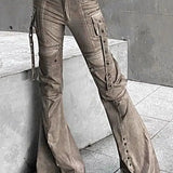 American Washed Brown Bootcut Wide Leg Bottom