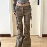 American Washed Brown Bootcut Wide Leg Bottom