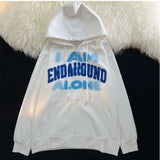 Retro Hiphop Flocking Cardigan Hooded Sweater