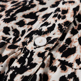 Apricot Leopard Print Tiered Wide Sleeve Maxi Dress