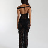 Miran - See-Through Lace Off-Shoulder Maxi Dress