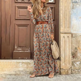 Winter Elegant Long Sleeve Split Casual Boho Dress