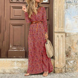 Winter Elegant Long Sleeve Split Casual Boho Dress