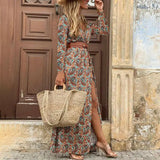 Winter Elegant Long Sleeve Split Casual Boho Dress