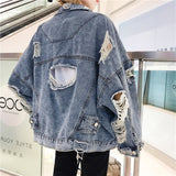 Hole Denim Bomber Jacket