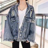 Hole Denim Bomber Jacket