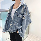 Hole Denim Bomber Jacket