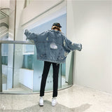 Hole Denim Bomber Jacket