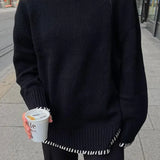 Autumn Women Patchwork Turtleneck Fashion Casual Long Sleeve Knitted Sweater