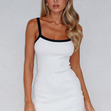 In This Moment Ribbed Mini Dress White/Black
