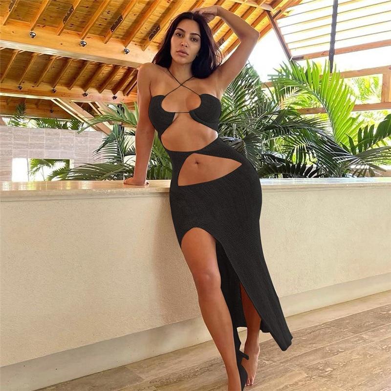 Beach Vacation Style Knitted Maxi Dresses