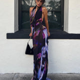 Backless Print Halter BodyconClub Party Dress
