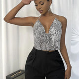 Gothic Party Club Corset Rhinestones Crop Top