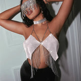 Gothic Party Club Corset Rhinestones Crop Top