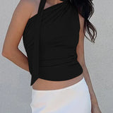 Backless Off Shoulder Halter Vintage Sleeveless Y2K Club Casual Summer 2025 Crop Tops