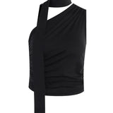 Backless Off Shoulder Halter Vintage Sleeveless Y2K Club Casual Summer 2025 Crop Tops