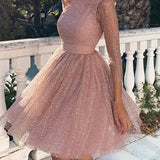 Backless glitter sheer mesh dress