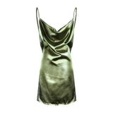 Backless spaghetti strap satin dress