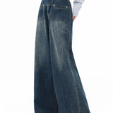 Waisted Button Denim Baggy Wide Leg Streetwear Jeans