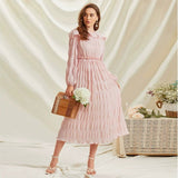 Bazaar Fall French Sweet Lace Collar Long Sleeve Dress