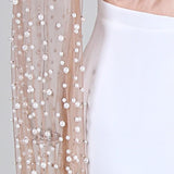 Beaded Embellished Mesh Patchwork Slit Dress