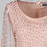 Beaded Embellished Mesh Patchwork Slit Dress