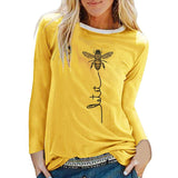 Bee Printing Long Sleeve Graphic Tees