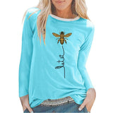 Bee Printing Long Sleeve Graphic Tees