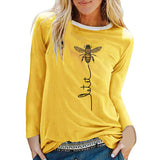 Bee Printing Long Sleeve Graphic Tees