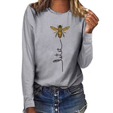 Bee Printing Long Sleeve Graphic Tees