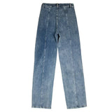 Ladies Fashion Blue Wide Leg Trousers For Women Mid Waisted Loose Casual Straight Denim Jeans
