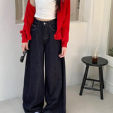 New Vintage Wide Leg Woman Oversized Denim Streetwear Full Length Jeans