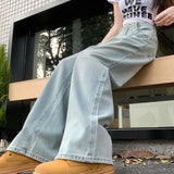 Vintage Embroidered Straight For Women 2025 Spring Streetwear High Waist Long Jeans