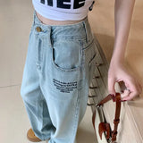 Vintage Embroidered Straight For Women 2025 Spring Streetwear High Waist Long Jeans