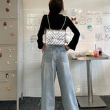 Vintage Y2k Bow Washed Baggy Streetwear Women Fashion Wide Leg Denim Jeans