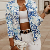 Flower Print Long Sleeve Coats
