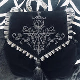 Black Gothic Velvet Witch Harajuku Magic Embroidery Dark Punk Rock Shoulder Bag