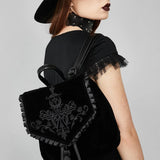 Black Gothic Velvet Witch Harajuku Magic Embroidery Dark Punk Rock Shoulder Bag