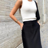 Loose Elegant Ankle-Length Skirt