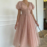 Black Mesh Starry Tulle Elegant Dresses